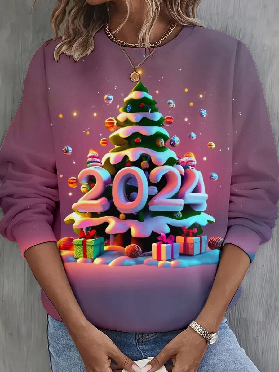 2024 Christmas Tree Long Sleeve Casual Top zoloss