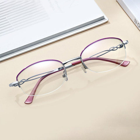 WOMEN'S HD HALF-FRAME FOLDING ANTI-BLUE LIGHT READING GLASSES