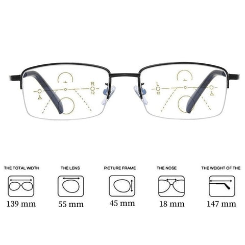 Titanium Progressive Far And Near Dual-Use Reading Glasses