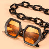 Fashion Punk Square Sunglasses Women Vintage Unique Chain Polygon ]Female Shades Large Frame