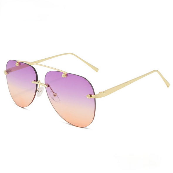 New Fashion Metal Sunglasses Frameless Gradual change  frog mirror