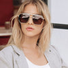 Retro Oversized Square Polarized Sunglasses for Women Men Vintage Double Bridge Shades UV400 Classic Large Metal Sun Glasses