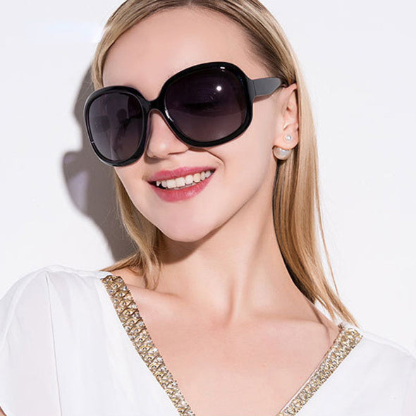 Brand Design Elegant Polarized Oversized Round Sunglasses Women Simple Fashion Big Plastic Ladies Sun Glasses