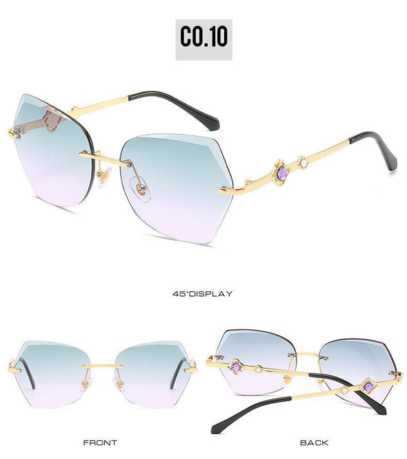 2021 cross border new rimless sunglasses, European and American trends, diamond rimmed glasses, fashion and exquisite trimming Sunglasses