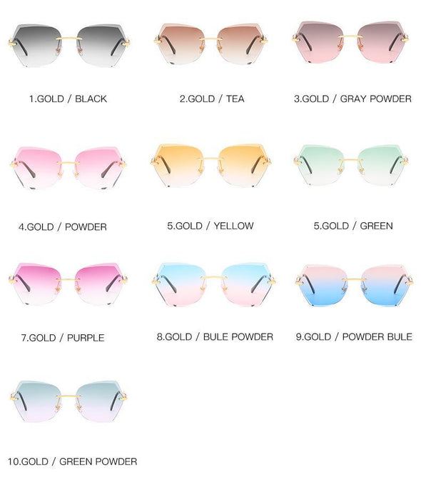 2021 cross border new rimless sunglasses, European and American trends, diamond rimmed glasses, fashion and exquisite trimming Sunglasses