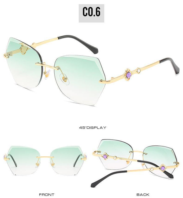 2021 cross border new rimless sunglasses, European and American trends, diamond rimmed glasses, fashion and exquisite trimming Sunglasses