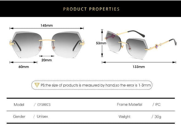 2021 cross border new rimless sunglasses, European and American trends, diamond rimmed glasses, fashion and exquisite trimming Sunglasses