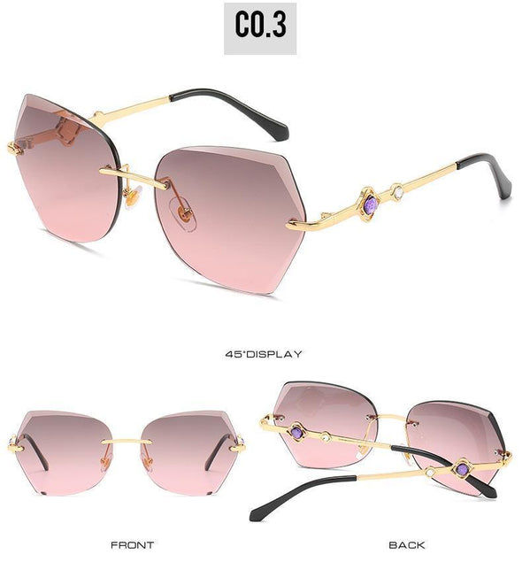 2021 cross border new rimless sunglasses, European and American trends, diamond rimmed glasses, fashion and exquisite trimming Sunglasses