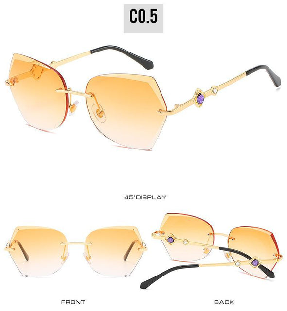 2021 cross border new rimless sunglasses, European and American trends, diamond rimmed glasses, fashion and exquisite trimming Sunglasses