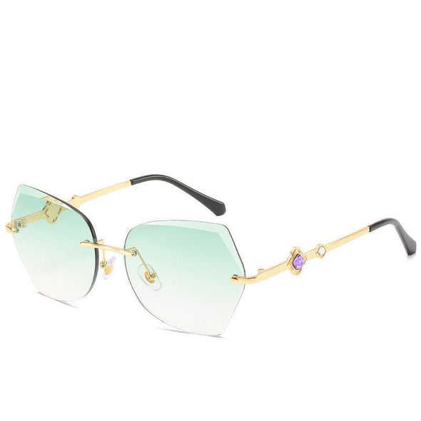 2021 cross border new rimless sunglasses, European and American trends, diamond rimmed glasses, fashion and exquisite trimming Sunglasses