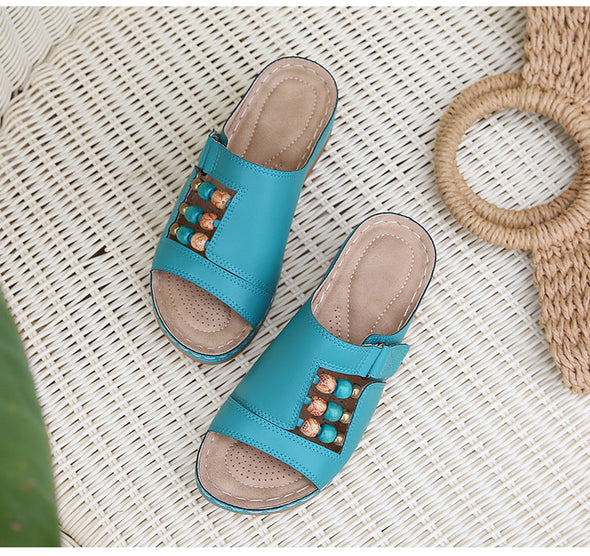 Zoloss Wedge Heel Slip On Open Toe Mules Sandals