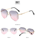 2021 new frameless sunglasses fashion personality diamond trimming pilot sunglasses female gradient glasses