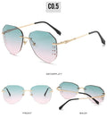2021 new frameless sunglasses fashion personality diamond trimming pilot sunglasses female gradient glasses
