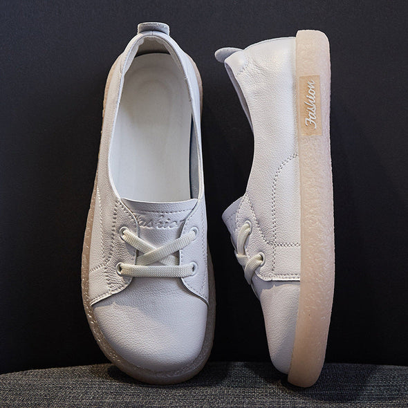 Sequins Star Design Casual Lace-Up Distressed White Sneakers