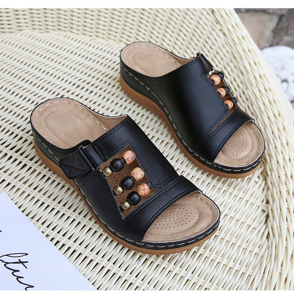 Zoloss Wedge Heel Slip On Open Toe Mules Sandals