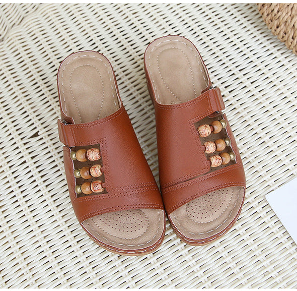 Zoloss Wedge Heel Slip On Open Toe Mules Sandals