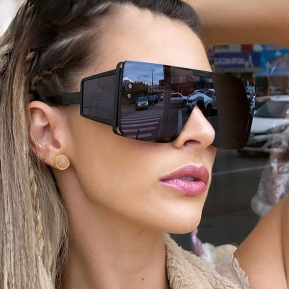 One Piece Sqaue Sunglasses Women Men   Big Frames Eyeglasses Luxury Brand Designer Glasses Men Retro Vintage Eyewear