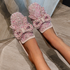 Zoloss Crystal Bow Flat Breathable Loafers