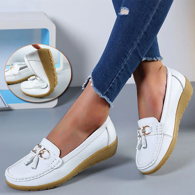 Zoloss Women Flats Ballet Leather Breathable Casual Shoes