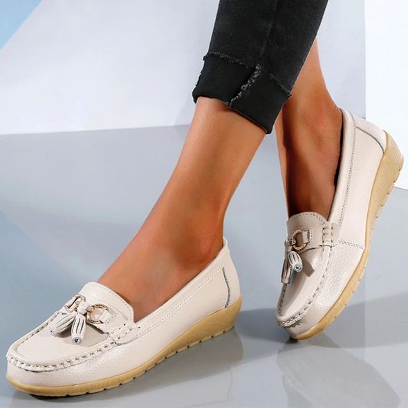 Zoloss Women Flats Ballet Leather Breathable Casual Shoes