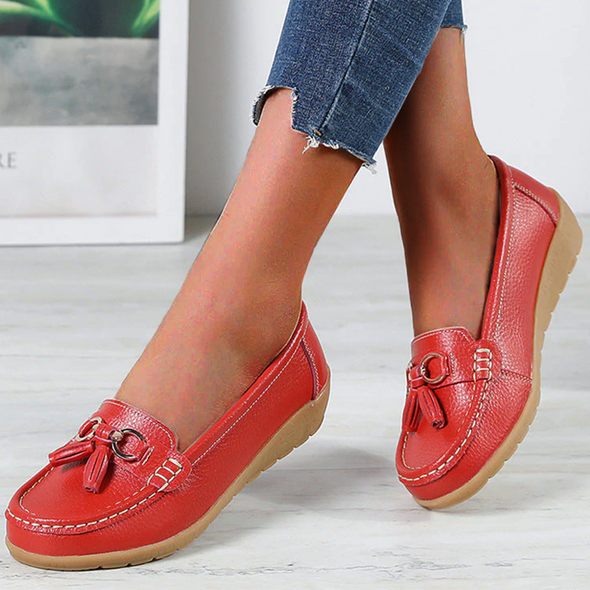Zoloss Women Flats Ballet Leather Breathable Casual Shoes