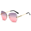 new diamond-studded four-leaf clover rimless sunglasses ladies fashion face-covering street shooting explosions sunglasses