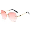 new diamond-studded four-leaf clover rimless sunglasses ladies fashion face-covering street shooting explosions sunglasses