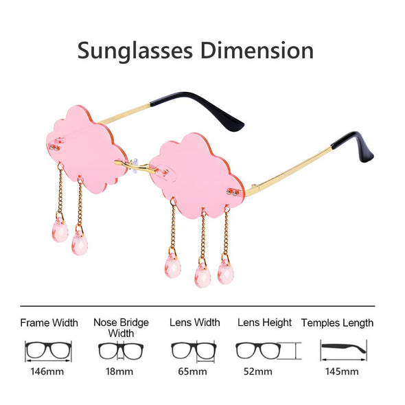 Fashion Retro Rimless Sunglasses Vintage Clouds diamond Tassel Steampunk Disco Glasses Funny Cloud Shaped Shades