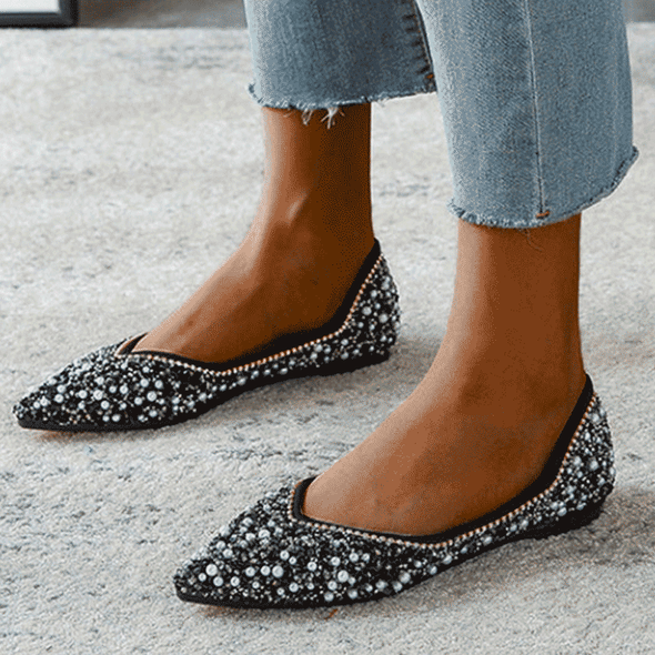 Zoloss Rhinestone Flat Bling Diamonds Bridal Shoes
