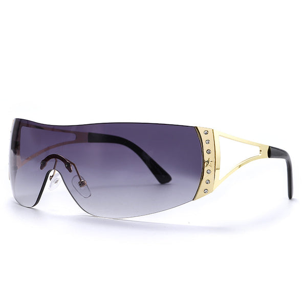 Retro One Piece Sunglasses Women Luxury Oversized Wrap Around Sun Glasses UV400 Ladies 2022 New Fashion Eyewear Shades