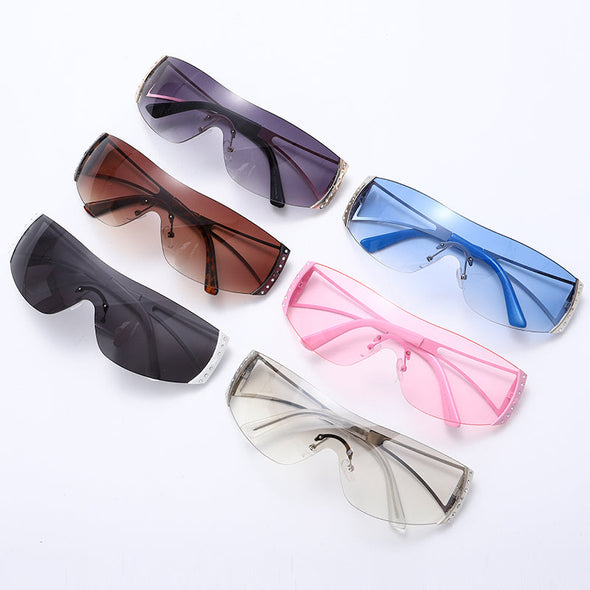 Retro One Piece Sunglasses Women Luxury Oversized Wrap Around Sun Glasses UV400 Ladies 2022 New Fashion Eyewear Shades