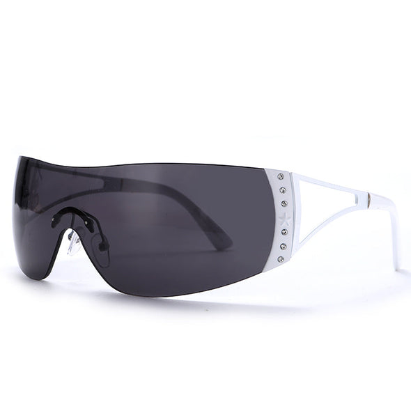 Retro One Piece Sunglasses Women Luxury Oversized Wrap Around Sun Glasses UV400 Ladies 2022 New Fashion Eyewear Shades