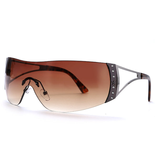 Retro One Piece Sunglasses Women Luxury Oversized Wrap Around Sun Glasses UV400 Ladies 2022 New Fashion Eyewear Shades