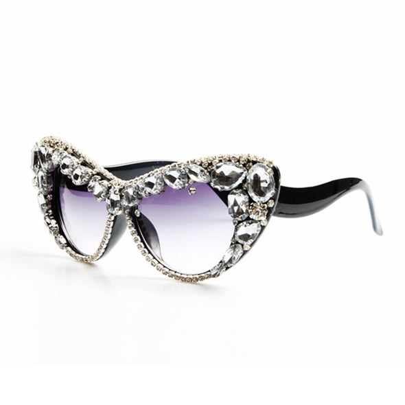 Oversize Cat Eye Sunglasses Women Brand Designer Luxury Crystal Sexy Sun Glasses For Ladies