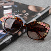 Queen Cat Eye Sunglasses for Women Rose Flower Vintage Girls Oculos De Sol Oversize Brand Design Women Sun glasses