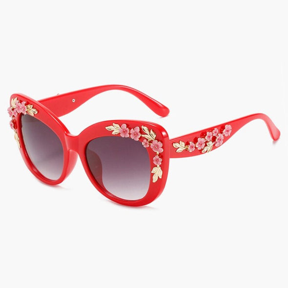 Queen Cat Eye Sunglasses for Women Rose Flower Vintage Girls Oculos De Sol Oversize Brand Design Women Sun glasses