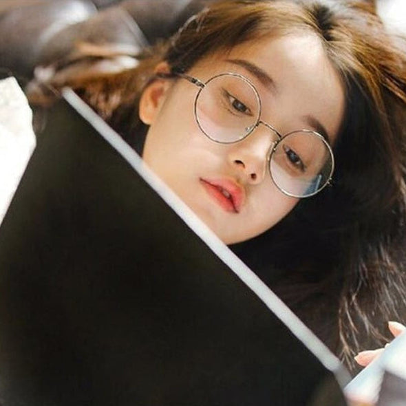 fashion simple unisex round Plain glasses for men women Metal frame glasses for wedding party eyeglasses