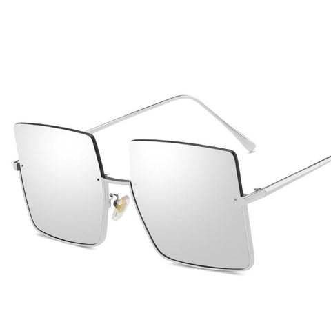 Rimless Sunglasses Women Retro Oversized Square Sun Glasses Half Metal Frame