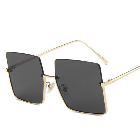 Rimless Sunglasses Women Retro Oversized Square Sun Glasses Half Metal Frame