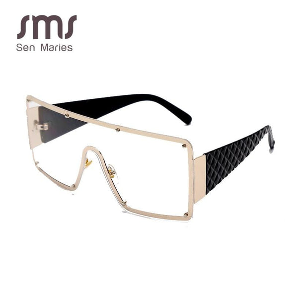 Square Sunglasses Oversized Metal Frame Vintage Glasses Men Shades Retro Gradient Colors