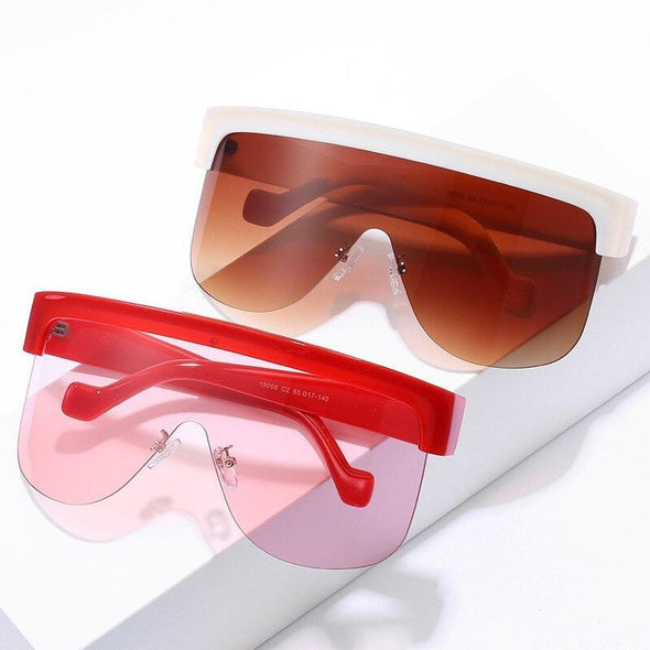 2021 New Windproof  Big Frame Shield Vintage Luxury Super Cool Goggle Siamese SunGlasses