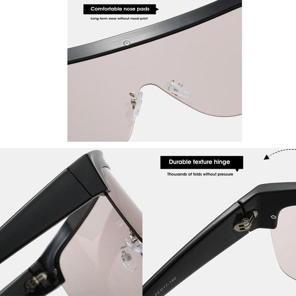2021 New Windproof  Big Frame Shield Vintage Luxury Super Cool Goggle Siamese SunGlasses
