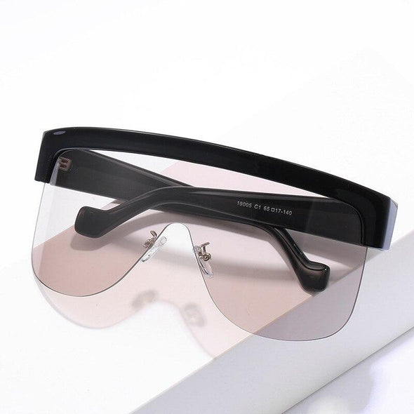 2021 New Windproof  Big Frame Shield Vintage Luxury Super Cool Goggle Siamese SunGlasses
