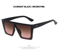Square Women  Luxury Vintage Design Big Frame Mirror Sunglasses