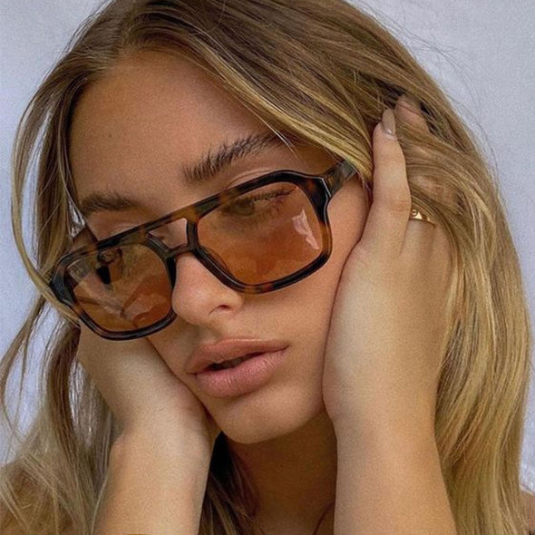 Classic Pilot Sunglasses Women Vintage Yellow Lens Fashionable  Female Candy Color 70s Glasses