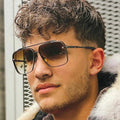 Fashion Cool Men Driving Glasses Goggle Summer Style Gradient Brown Sunglasses Vintage Pilot Sun Glasses Punk Oculos De Sol