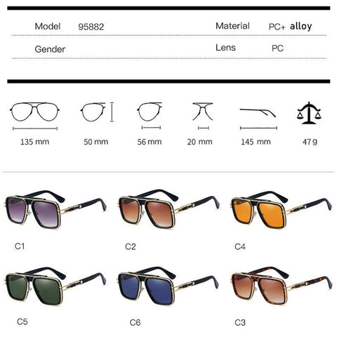 Fashion Metal Mach LXN EVO Style Gradient Sunglasses Men/Women Retro Brand Design Square Sun Glasses