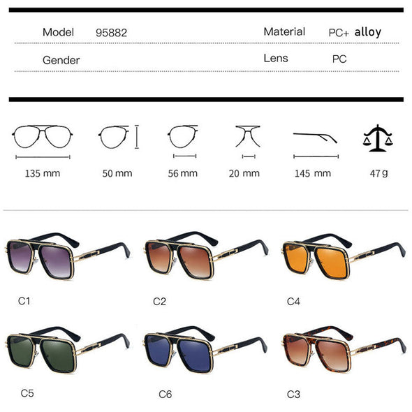 Fashion Metal Mach LXN EVO Style Gradient Sunglasses Men/Women Retro Brand Design Square Sun Glasses