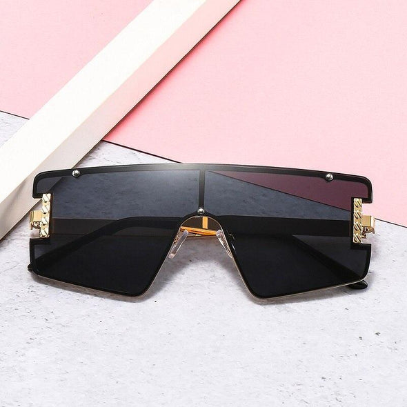 New Men Women Goggle PC Gradients Lens Golden Frame Sunglasses