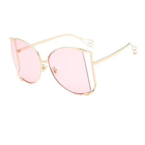 2021 New Brand Pearls Half Round Sunglasses Women Fashion Big Frame Gradient Sun Glasses Female Oculos Unisex Eyewear